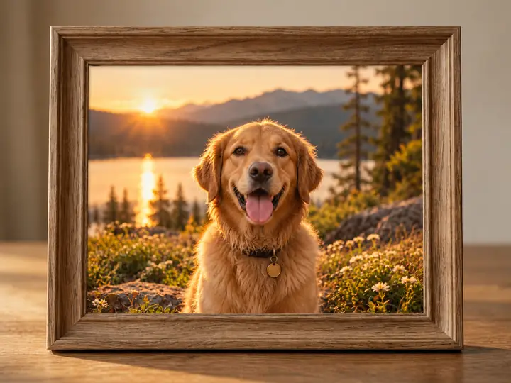 Hundeporträt als gerahmtes Wandbild