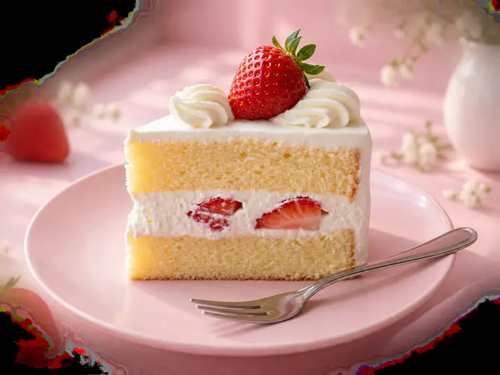 Erdbeerkuchen als freigestelltes Motiv