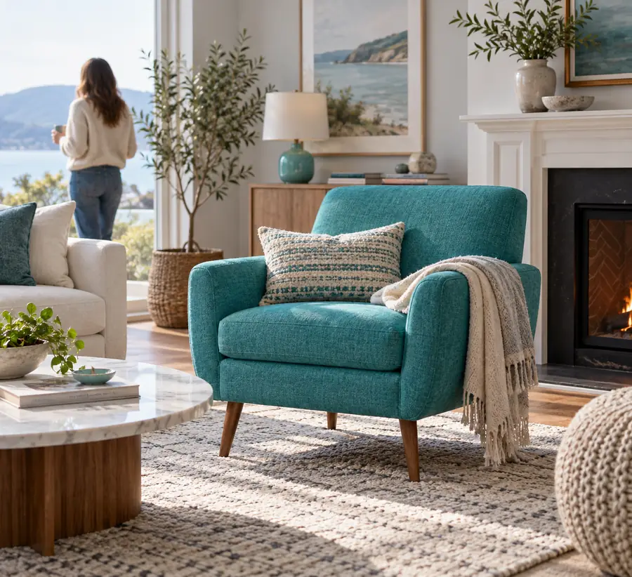 Armchair photographed in its original room setting